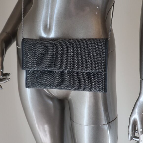 Brunello Cucinelli Monili Crossbody City Bag Gunmetal Clutch Precious New $3895 - Picture 2 of 10